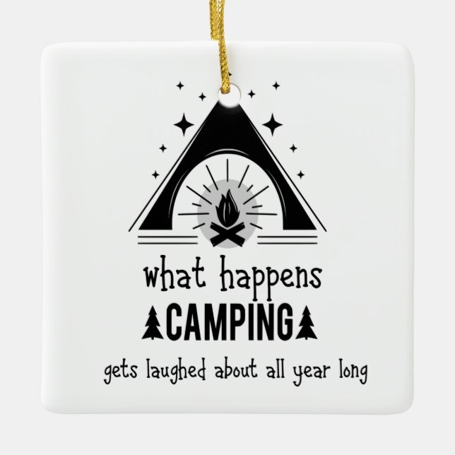 Spaß, was im Camping passiert, lacht Keramikornament (Vorderseite)