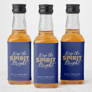 Spaß Weihnachten Blue & Gold Liquor Flasche Alkoholflaschenetikett