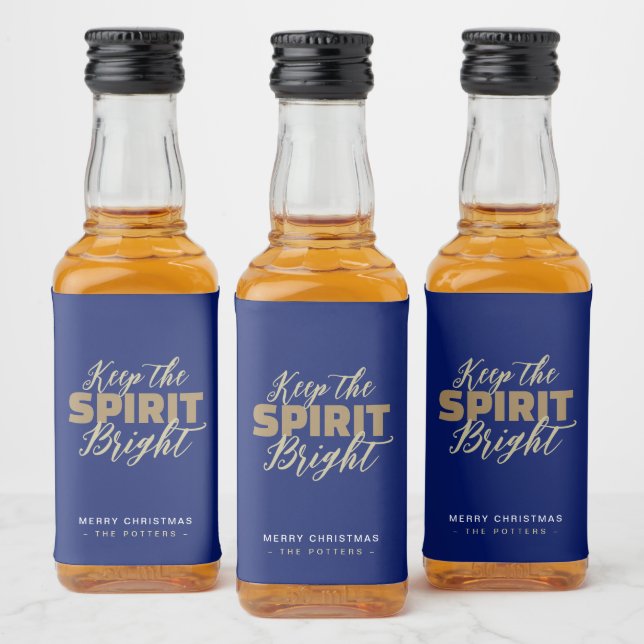 Spaß Weihnachten Blue & Gold Liquor Flasche Alkoholflaschenetikett (Flaschen)