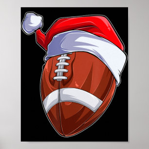 Spaß Weihnachten Fußball Ball Weihnachtsmannmütze Poster