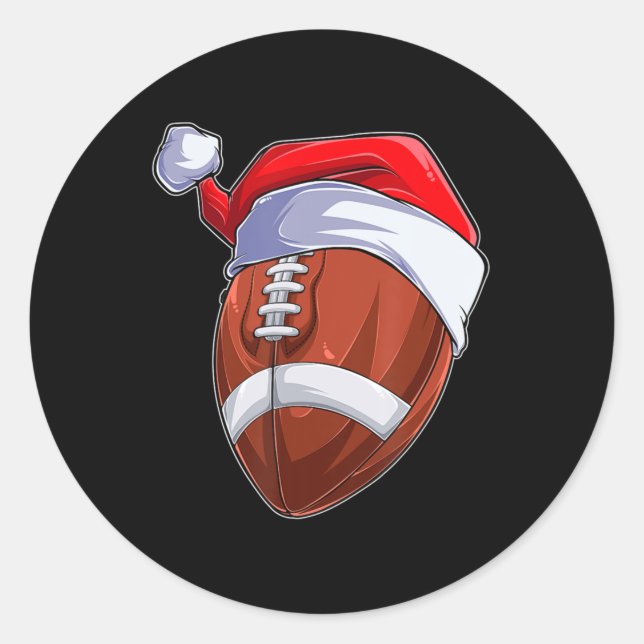 Spaß Weihnachten Fußball Ball Weihnachtsmannmütze  Runder Aufkleber (Vorderseite)
