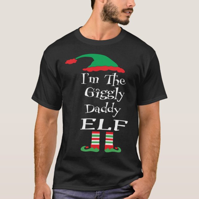 Spaß Weihnachten Giggly Daddy Elf Gruppe Matching  T-Shirt (Vorderseite)