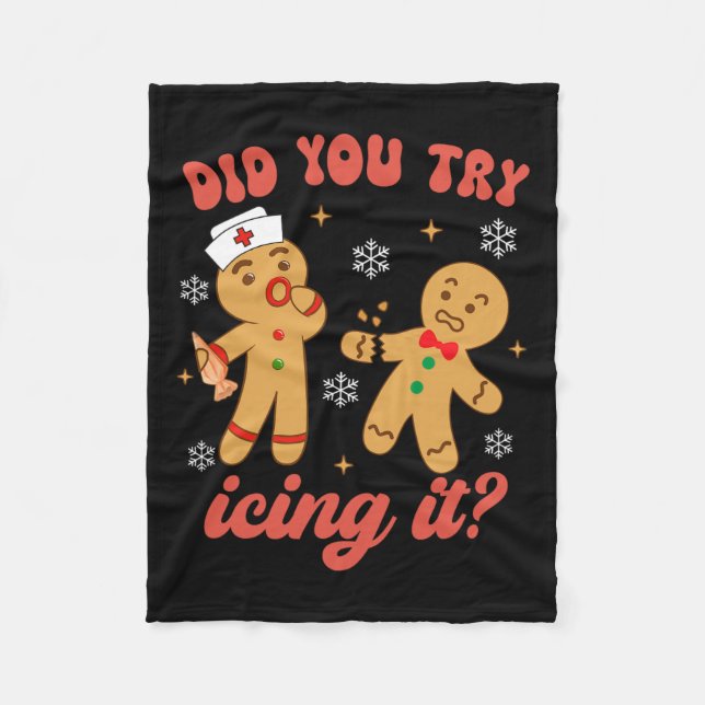 Spaß Weihnachten Krankenschwester Gingerbread Mann Fleecedecke (Vorderseite)
