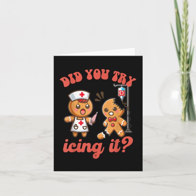 Spaß Weihnachten Krankenschwester Gingerbread Mann Karte (Vorderseite)