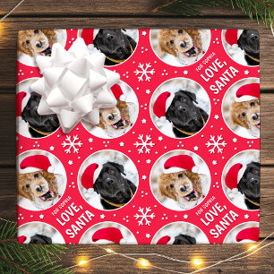 Spaß Weihnachten Liebe Santa Custom Foto Name Red Geschenkpapier