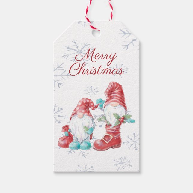 Spaß Weihnachten Nordic Gnomes Geschenkanhänger (Vorderseite)
