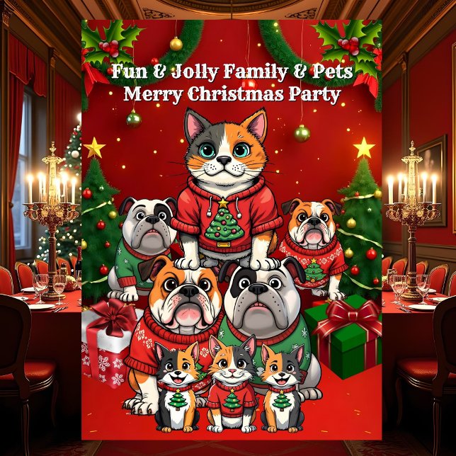 Spaß Weihnachten Party Ugly Sweaters Hunde Katzen Einladung (Von Creator hochgeladen)