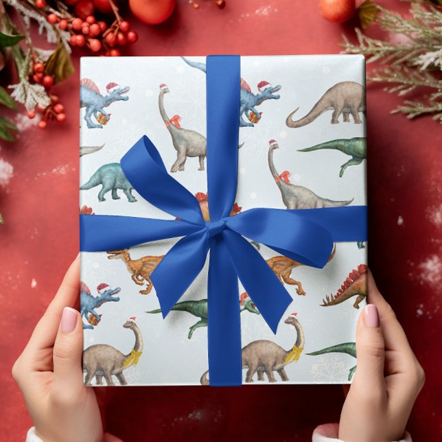 Spaß Weihnachten Urlaub Dinosaur Wasserfarben Must Geschenkpapier (Von Creator hochgeladen)
