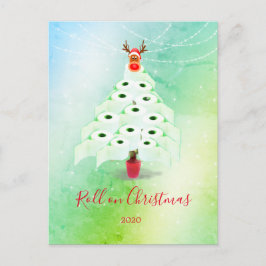 Spaß Weihnachten Urlaub Toilette Tree Lights Grün Postkarte