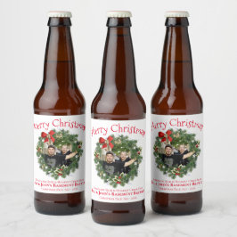 Spaß Weihnachts-Kranz Bilderrahmen Zuhause Brew Bierflaschenetikett