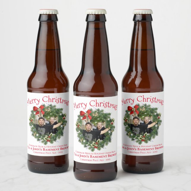 Spaß Weihnachts-Kranz Bilderrahmen Zuhause Brew Bierflaschenetikett (Flaschen)