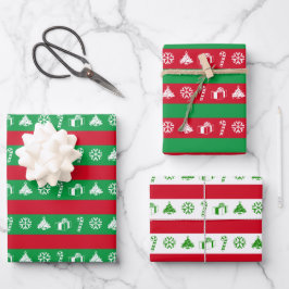 Spaß Weihnachtsbaum, Schneeflocke, Candy Cane, Geg Geschenkpapier Set