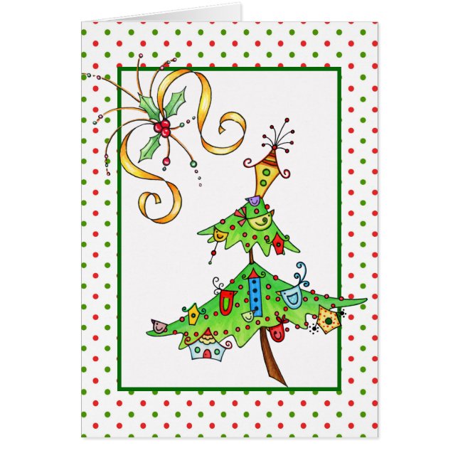 Spaß Weihnachtskarte mit Weihnachtsbaum (Vorne)