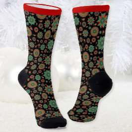 Spaß Weihnachtssocken in Rot Grün & Schwarz Socken