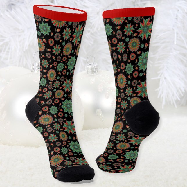 Spaß Weihnachtssocken in Rot Grün & Schwarz Socken (Von Creator hochgeladen)