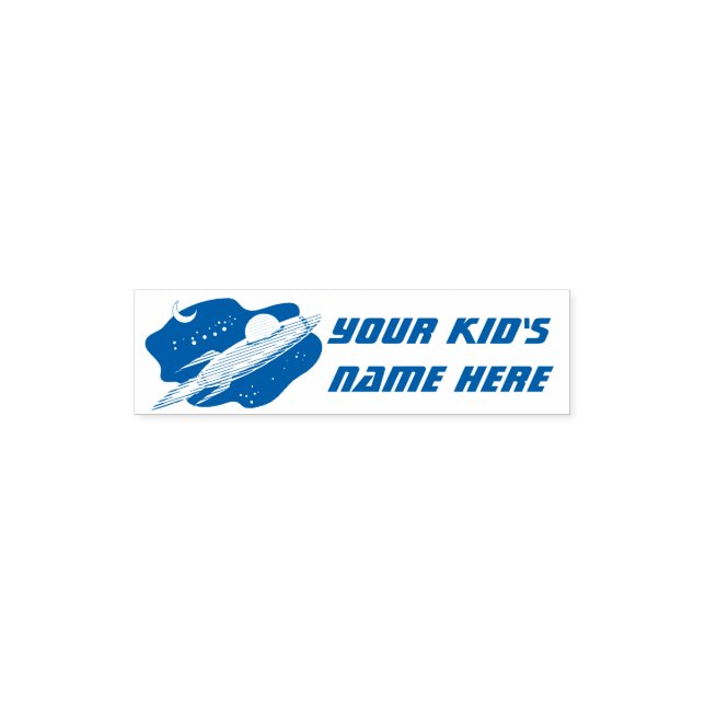 Spaß Weltraumkindern Namensschild Briefmarke Permastempel (Design)