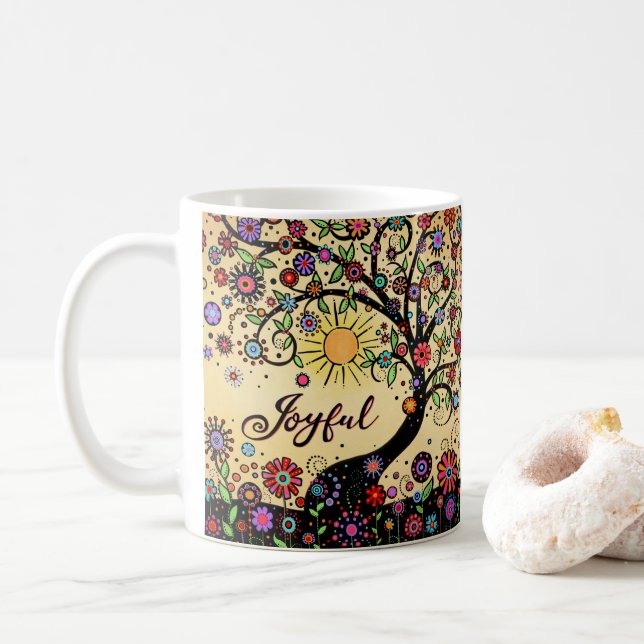Spaß Whimsical fröhliche Freude Inspiration Kaffeetasse (Mit Donut)