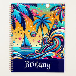 Spaß Whimsical Psychedelic Sailboat Personalisiert Planer