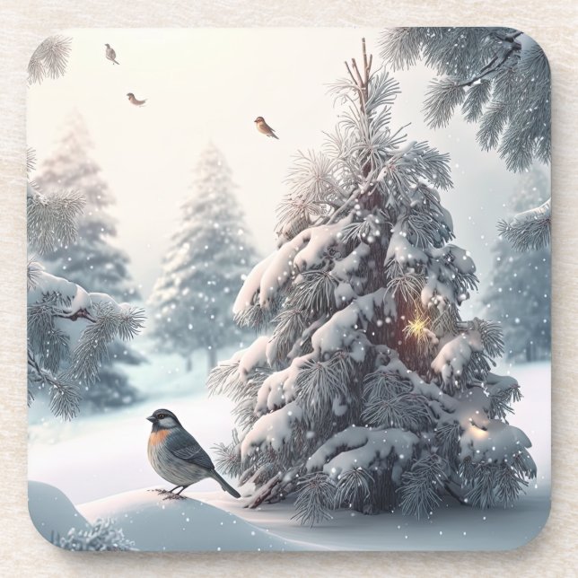 Spaß, Whimsical Winter Woodland Tiere Untersetzer (Vorderseite)