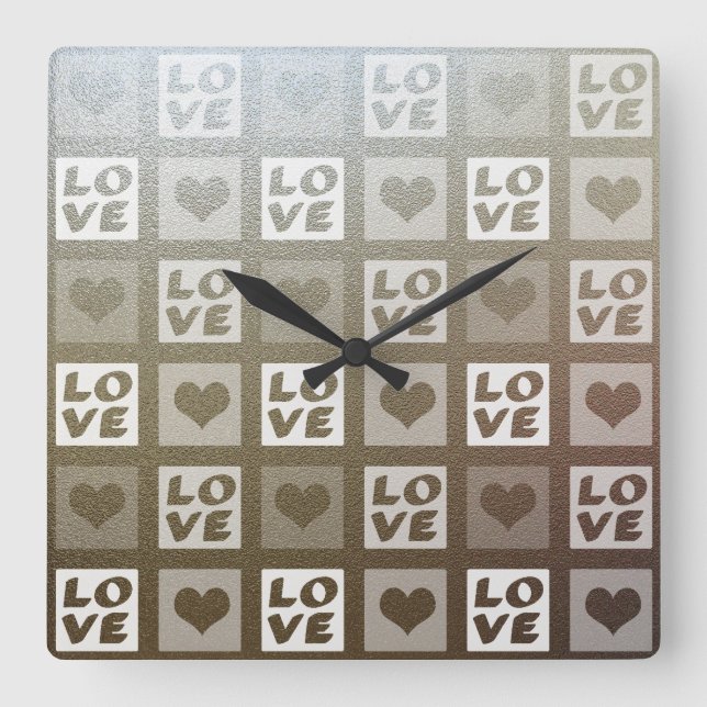 Spaß Whimsikale Liebe und Herz Quadratische Wanduhr (Vorderseite)