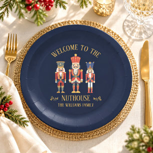 Spaß Willkommen im Nuthouse Nussknacker Weihnachte Pappteller