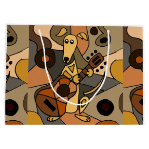 Spaß-Windhund-Hund, der Gitarren-moderne Kunst Große Geschenktüte