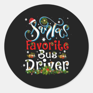 Spaß Xmas beleuchten Weihnachts Lieblings-Busfahre Runder Aufkleber