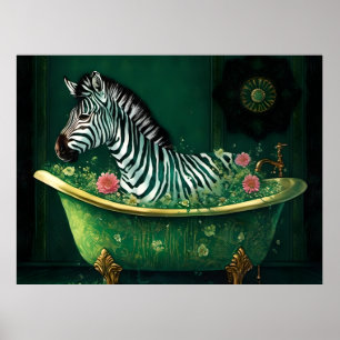 Spaß Zebra in einer Badewanne Poster