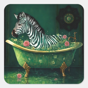 Spaß Zebra in einer Badewanne Quadratischer Aufkleber
