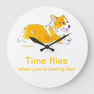 Spaß-Zeit fliegt Corgi-Uhr Große Wanduhr