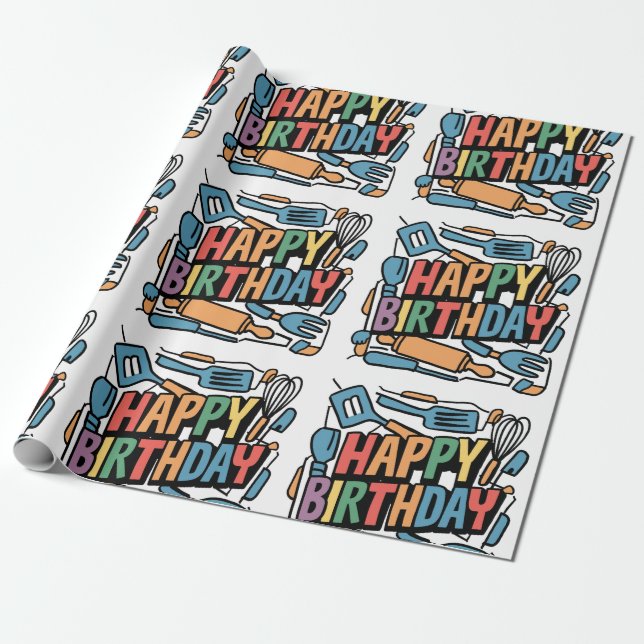 Spaß zum Geburtstag für Köche Abstrakt Geschenkpapier (Ungerollt)