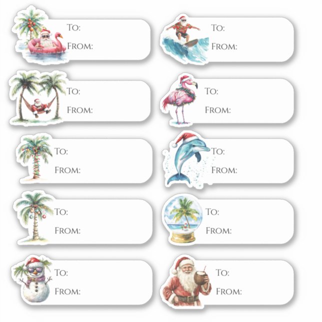 Spaß zum und vom Strand Weihnachtsgeschenk Tag Aufkleber (Vorderseite)