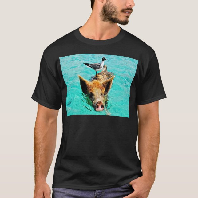 Spaß zusammen staniel Cayschwimmenschwein-Seemöwe T-Shirt (Vorderseite)