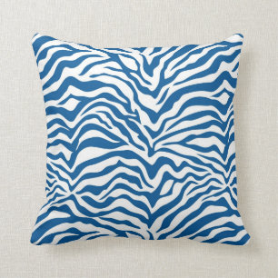 Spaßblauer Zebra-Streifen-wildes Tier-Druck Kissen