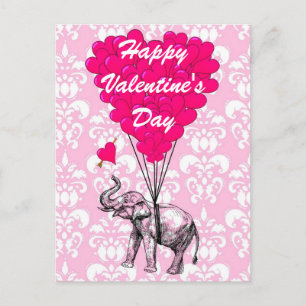 Spaßelefant-Liebe-Herz Valentines Feiertagspostkarte