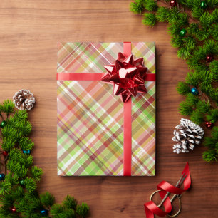 Spaßhaftes Rot Gelbes Limettengrün Gingham Karomus Geschenkpapier