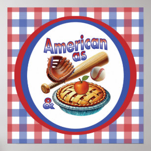 Spaßig amerikanisch wie Baseball & Apfelkuchen Poster