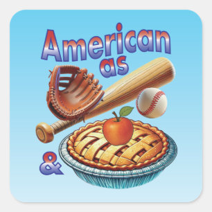 Spaßig amerikanisch wie Baseball und Apfelkuchen Quadratischer Aufkleber