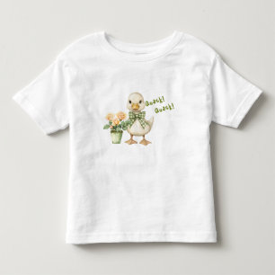 Spaßige Baby-Ente mit grüner Gingham-Karo-Schleife Kleinkind T-shirt