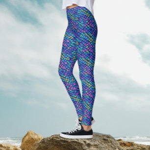 Spaßige Bunte Meerjungfrau Blau Lila Rosa Fischsch Leggings