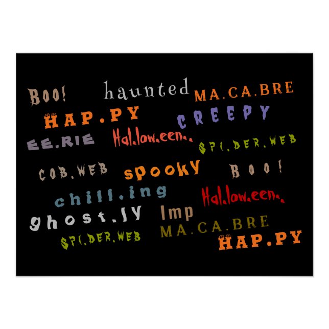 Spaßige & bunte Typografie-Muster, Halloween Poster (Vorderseite)