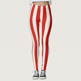 Spaßige Candy Cane rote Streifen Weihnachten Leggings