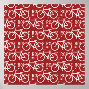 Spaßige Fahrradroute Fixie-Fahrrad Cyclist Muster Poster