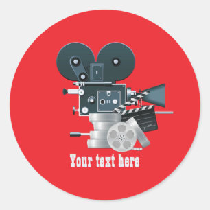 Spaßige Filmfans fügen Text hinzu Runder Aufkleber