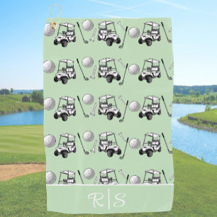 Spaßige grüne Golfbälle Süßer Wagen Custom Monogra Golfhandtuch