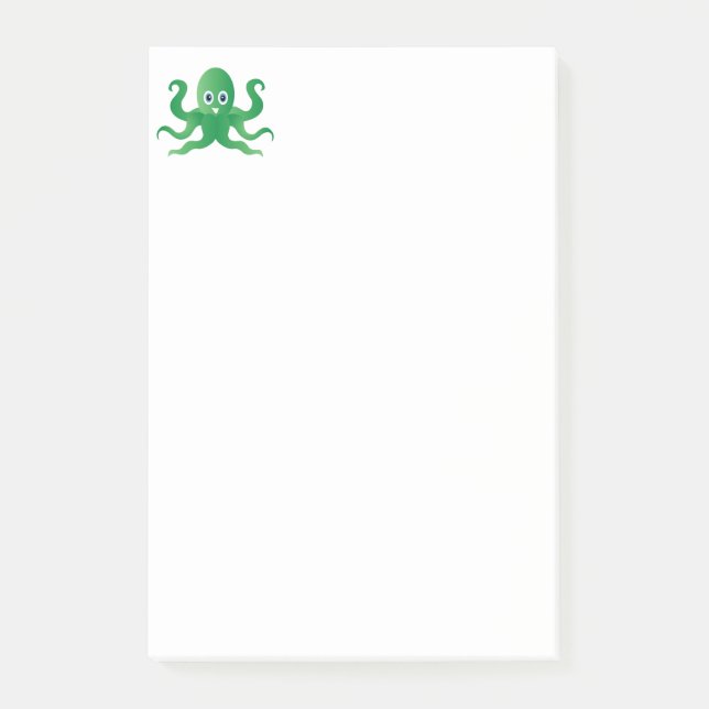 Spaßige grüne Kraken Post-it Klebezettel (Vorderseite)