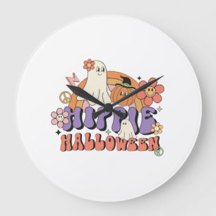 Spaßige Halloween-Designs Hippie-Halloween Retro Große Wanduhr