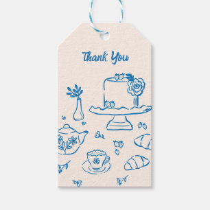Spaßige handgezeichnete Teesymbole Danke Geschenkanhänger