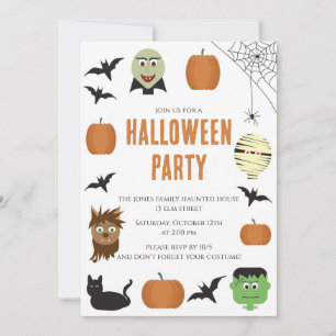 Spaßige Monster Kinder Halloween-Party Einladung