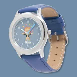 Spaßige personalisierte Kinderuhr mit Jongleur-Löw Armbanduhr